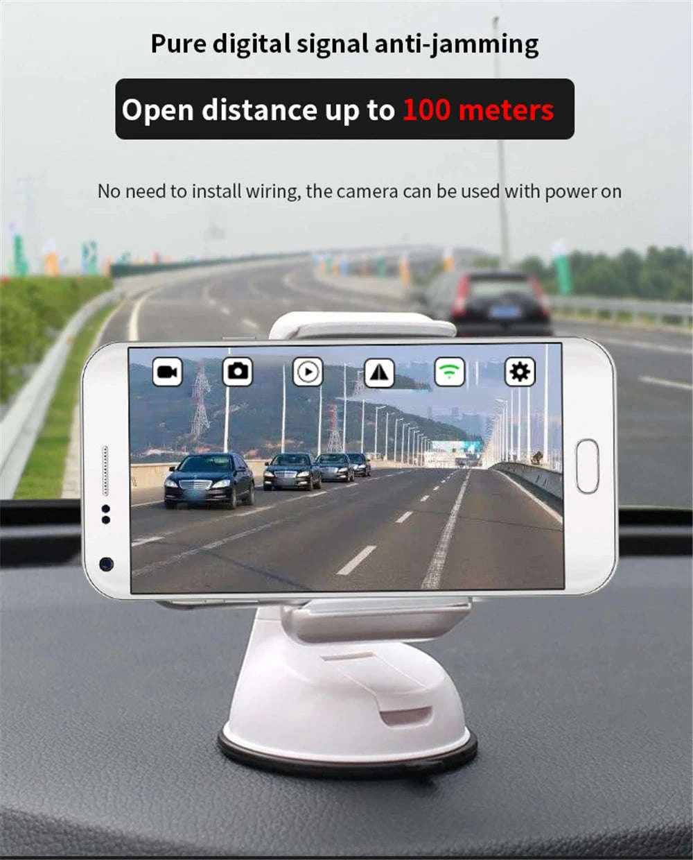 Wireless Rear View Camera with Wi-Fi, HD 720P, Waterproof, 12V/24V-For 12-24V Cars