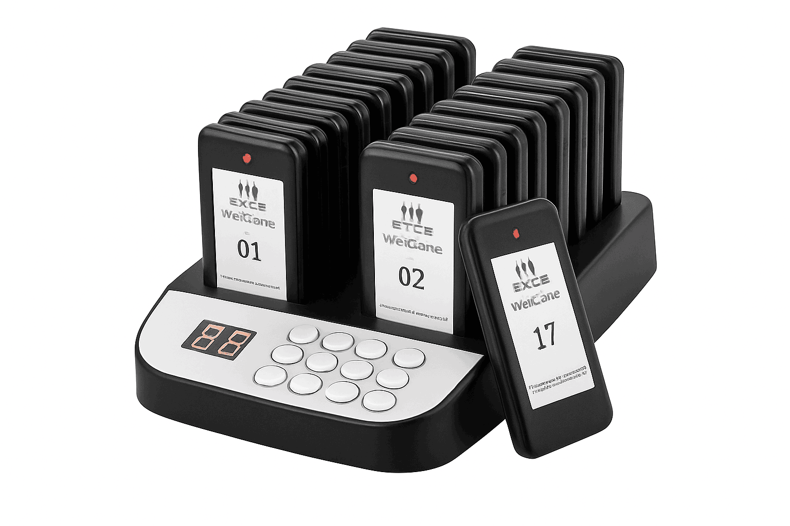 Wireless Restaurant Pager System with 16 Guest Beepers 500m Range-EU 220V / spain