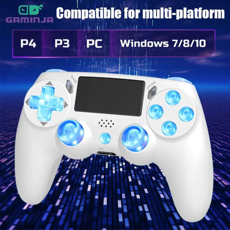 Wireless RGB Controller with Dual Vibration for PS4, PS3 & PC-Blue