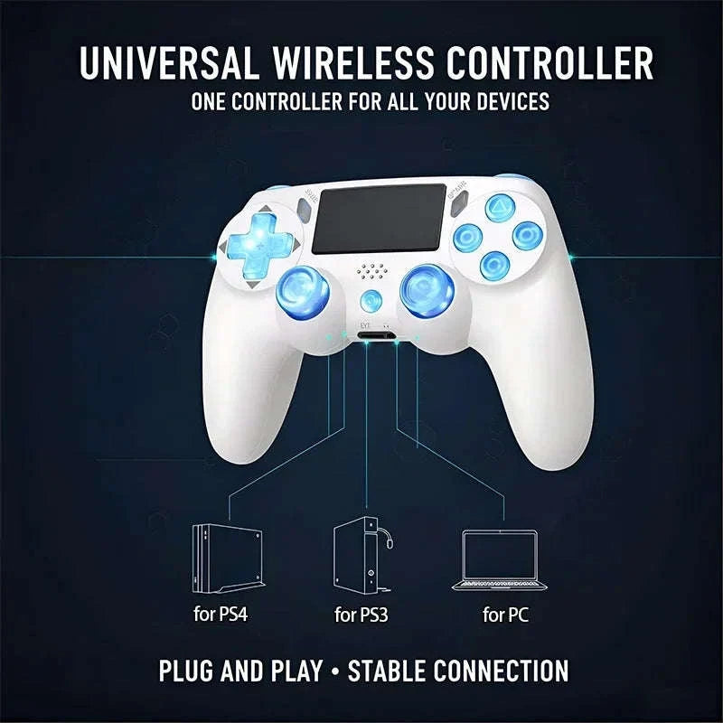 Wireless RGB Controller with Dual Vibration for PS4, PS3 & PC-Blue