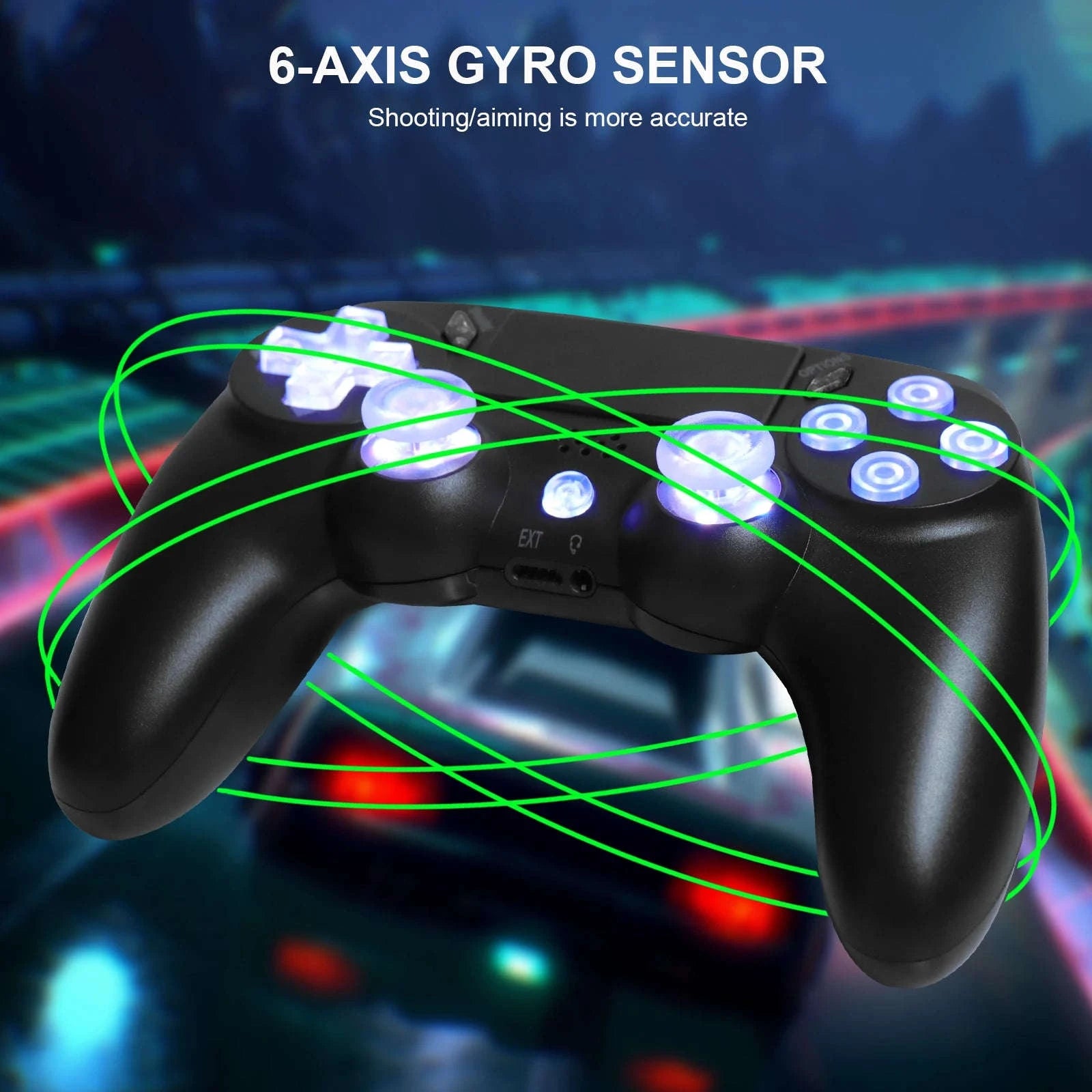Wireless RGB Controller with Dual Vibration for PS4, PS3 & PC-Blue