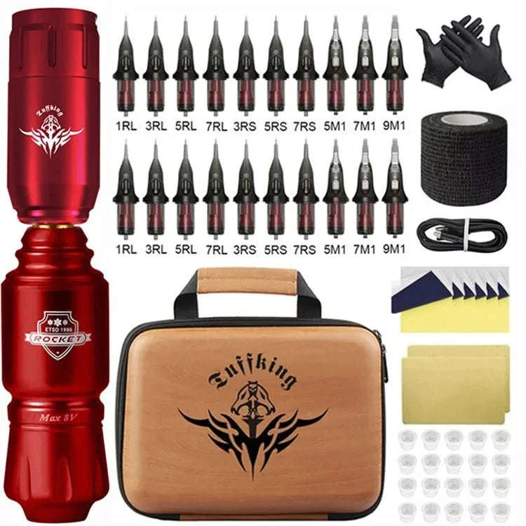 Wireless Rotary Tattoo Pen Kit with 1300mAh Battery & 10,000RPM-black / United States