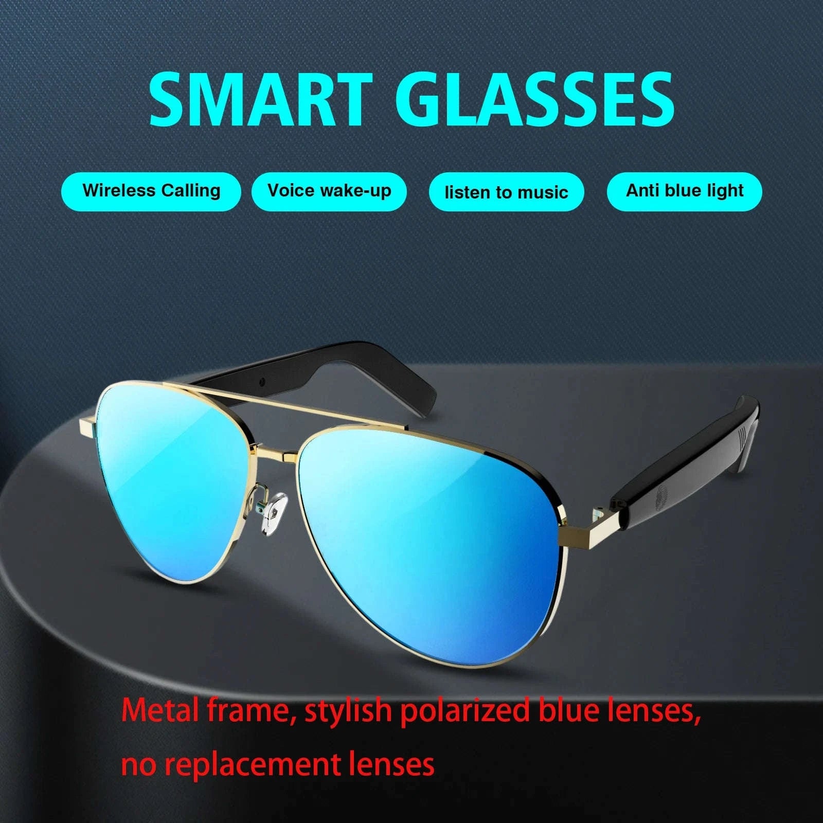 Wireless Smart Glasses with Bluetooth Audio & Hands-Free Calling-update black / United States