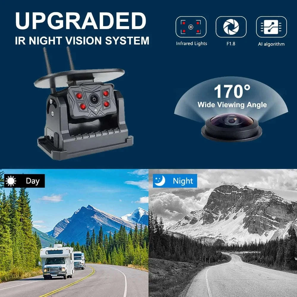 Wireless Solar Magnetic Backup Camera with AI Blind Spot Alarm-WIFI Camera