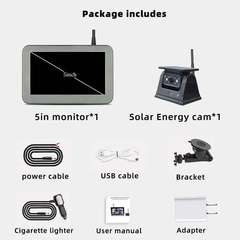 Wireless Solar Reverse Backup Camera with 5-Inch Monitor-Monitor add camera / China Mainland