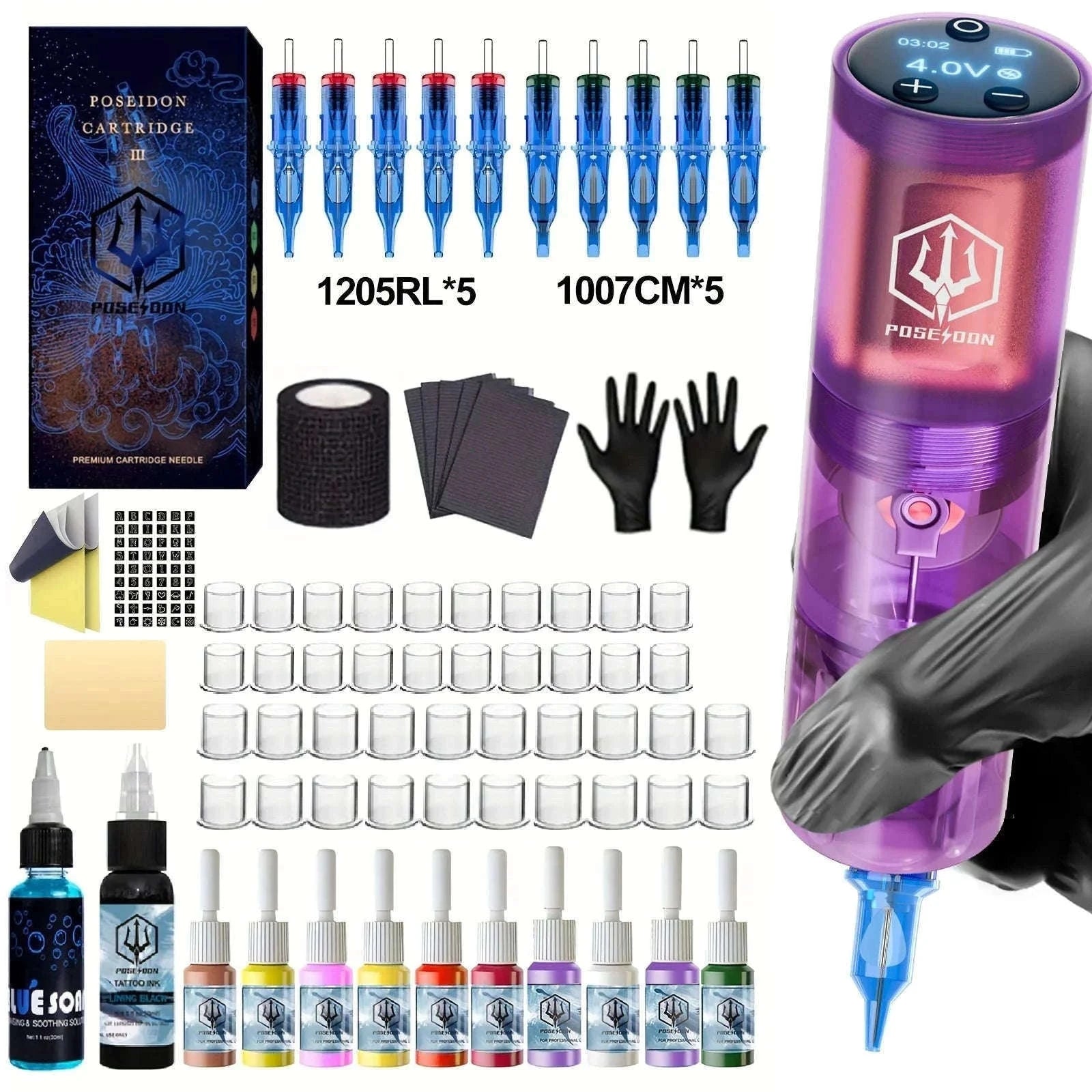Wireless Tattoo Pen Kit with Power Supply & 10 Needles Set-DT002-HJH / United States