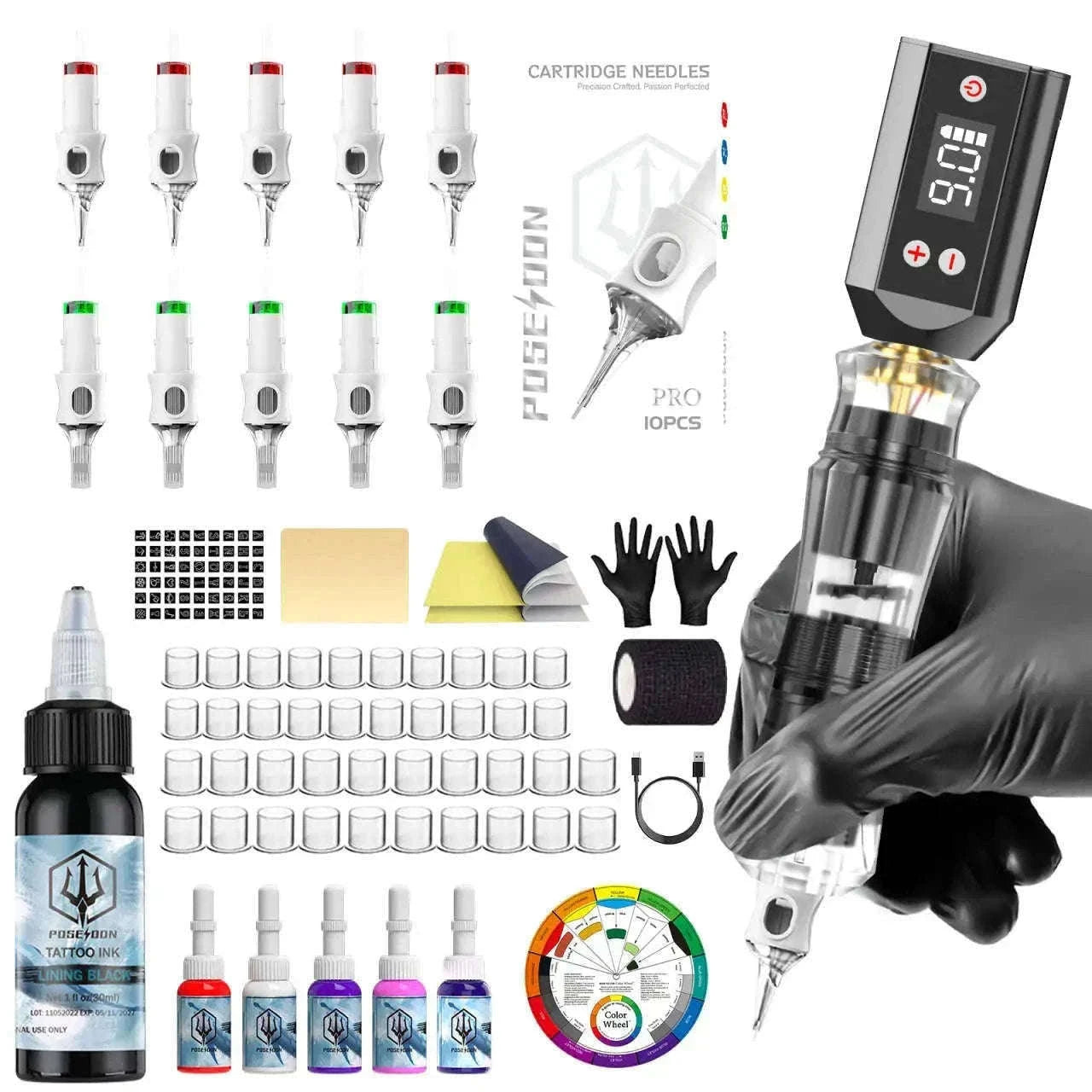 Wireless Tattoo Pen Kit with Power Supply & 10 Needles Set-DT002-HJH / United States