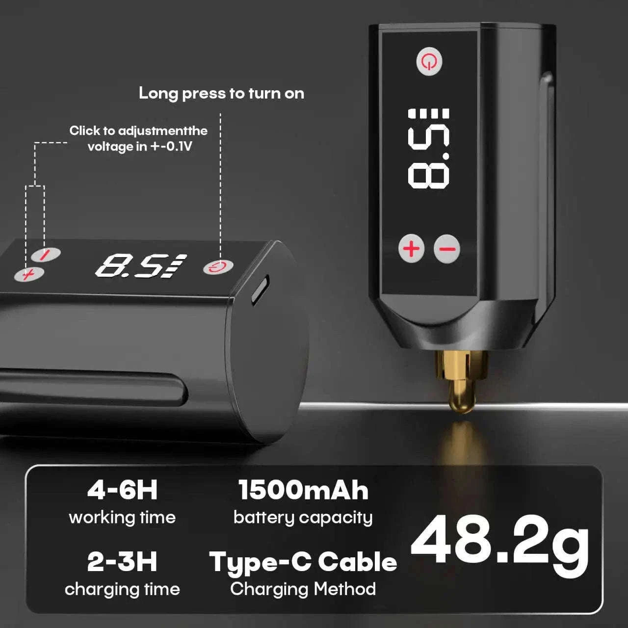 Wireless Tattoo Pen Kit with Power Supply & 10 Needles Set-DT002-HJH / United States