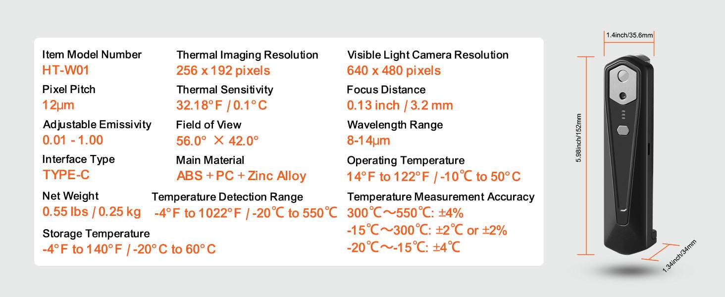 Wireless Thermal Imaging Camera 256x192 for iOS & Android-25Hz IOS Android / United States