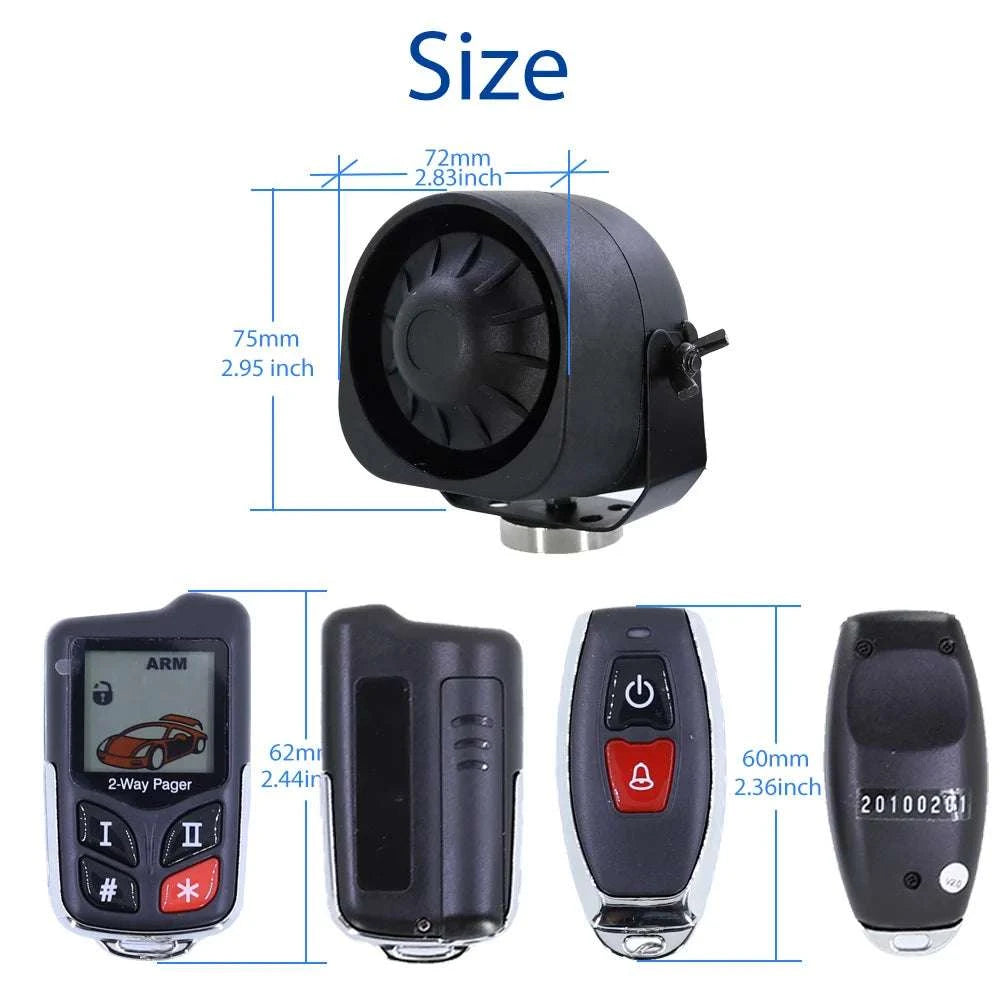 Wireless Two-Way Car Alarm System with LCD Remote & 1000m Range-Default Title