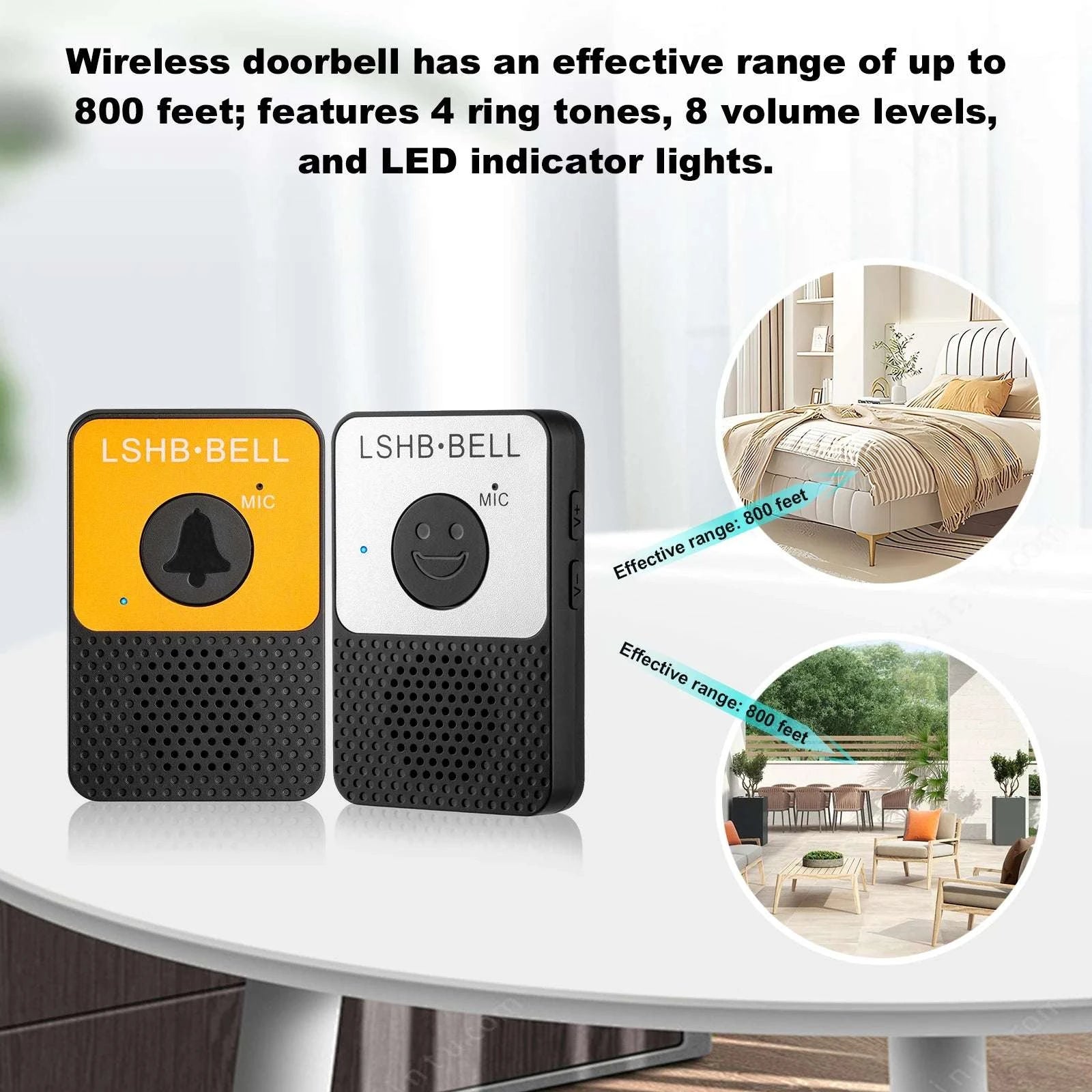 Wireless Two-Way Intercom Doorbell System with 800ft Range-United States