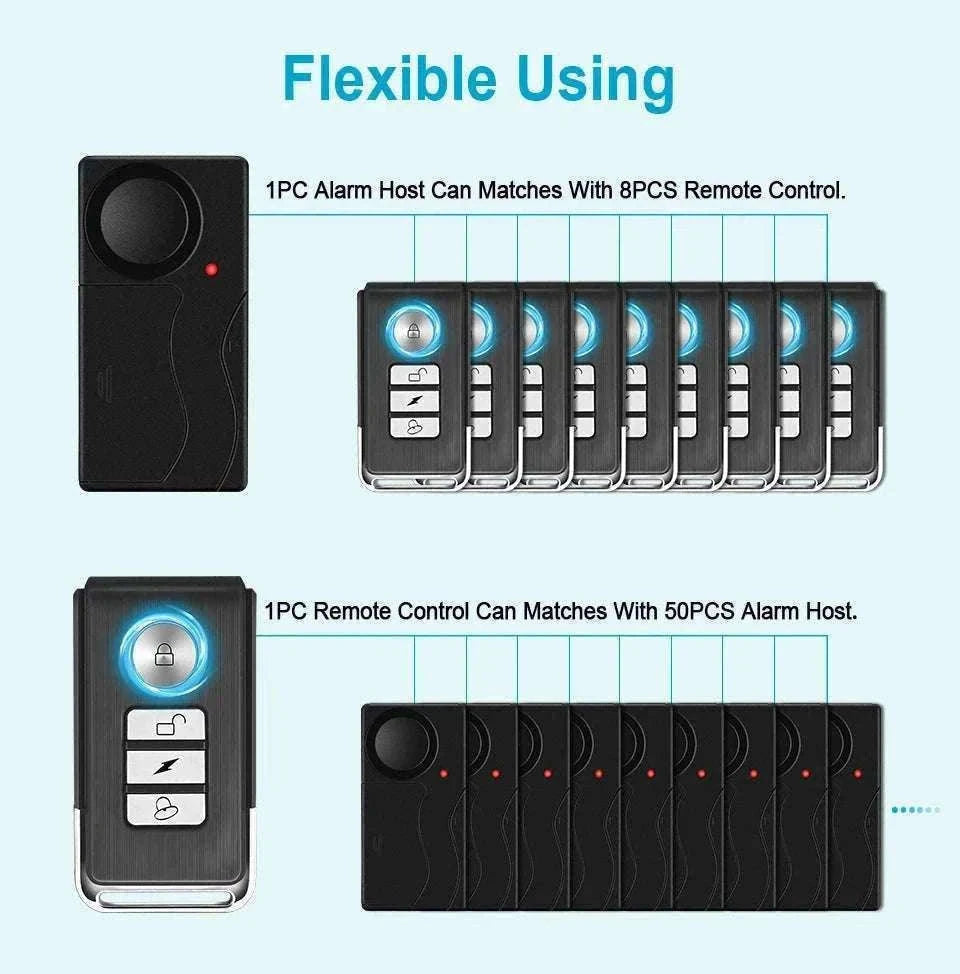 Wireless Vibration Alarm with Remote Control for Home Security-2 Sets Alarm-B