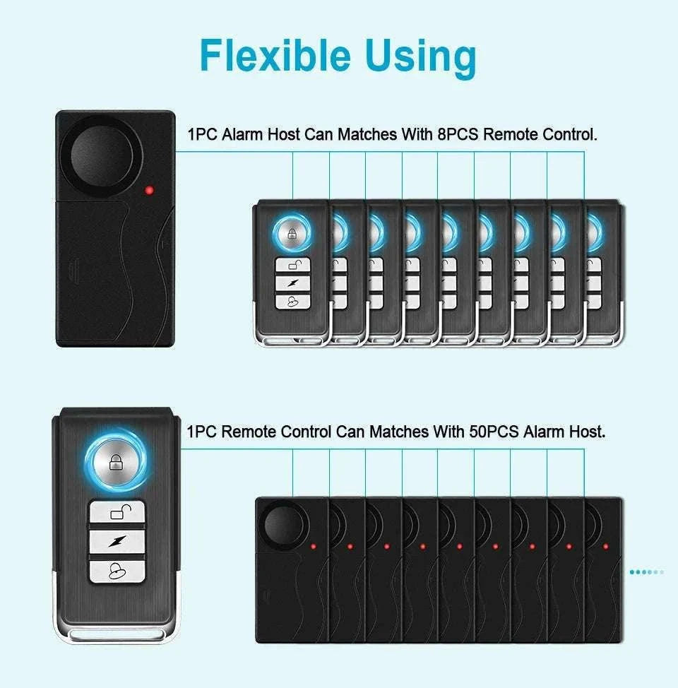 Wireless Vibration Alarm with Remote Control for Home Security-2 Sets Alarm-B