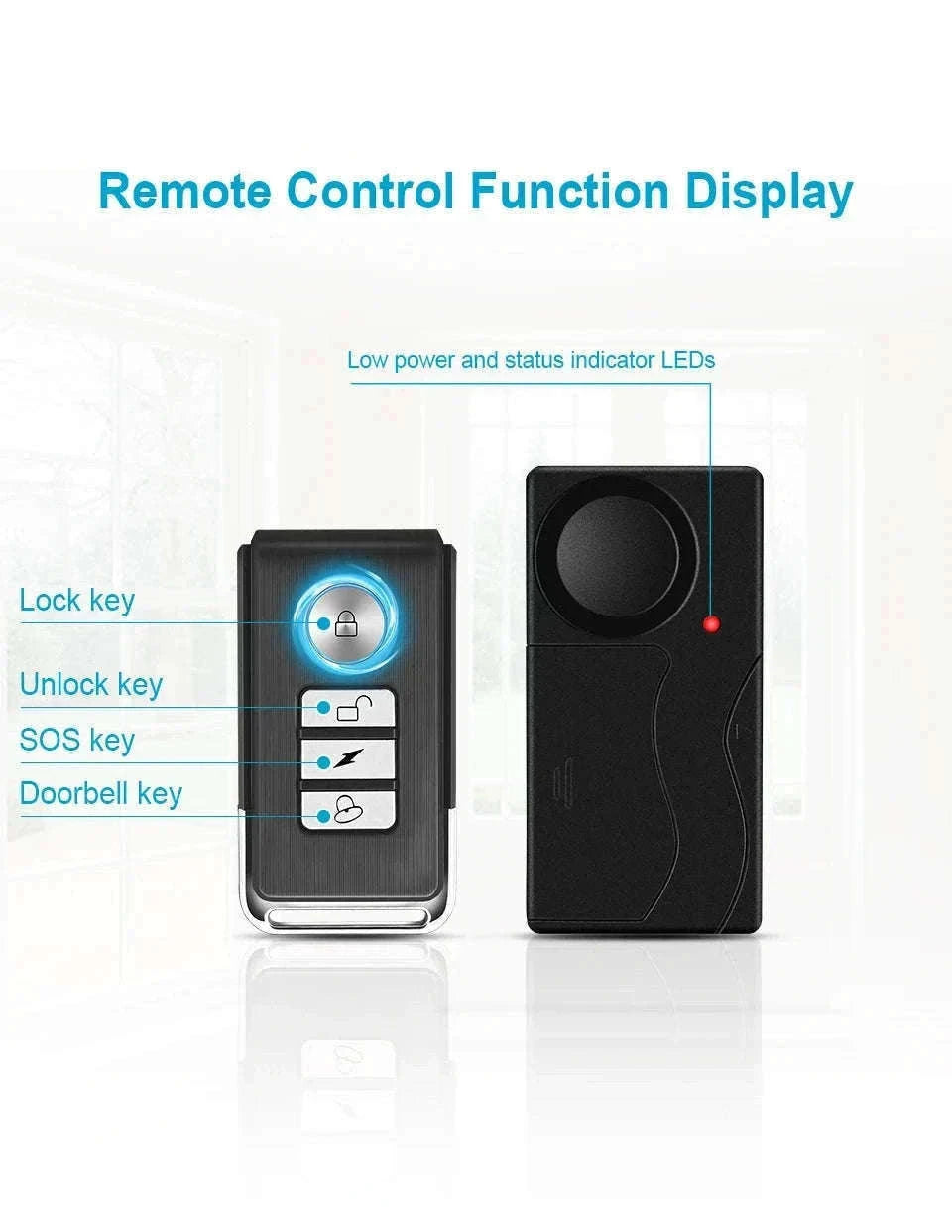 Wireless Vibration Alarm with Remote Control for Home Security-2 Sets Alarm-B