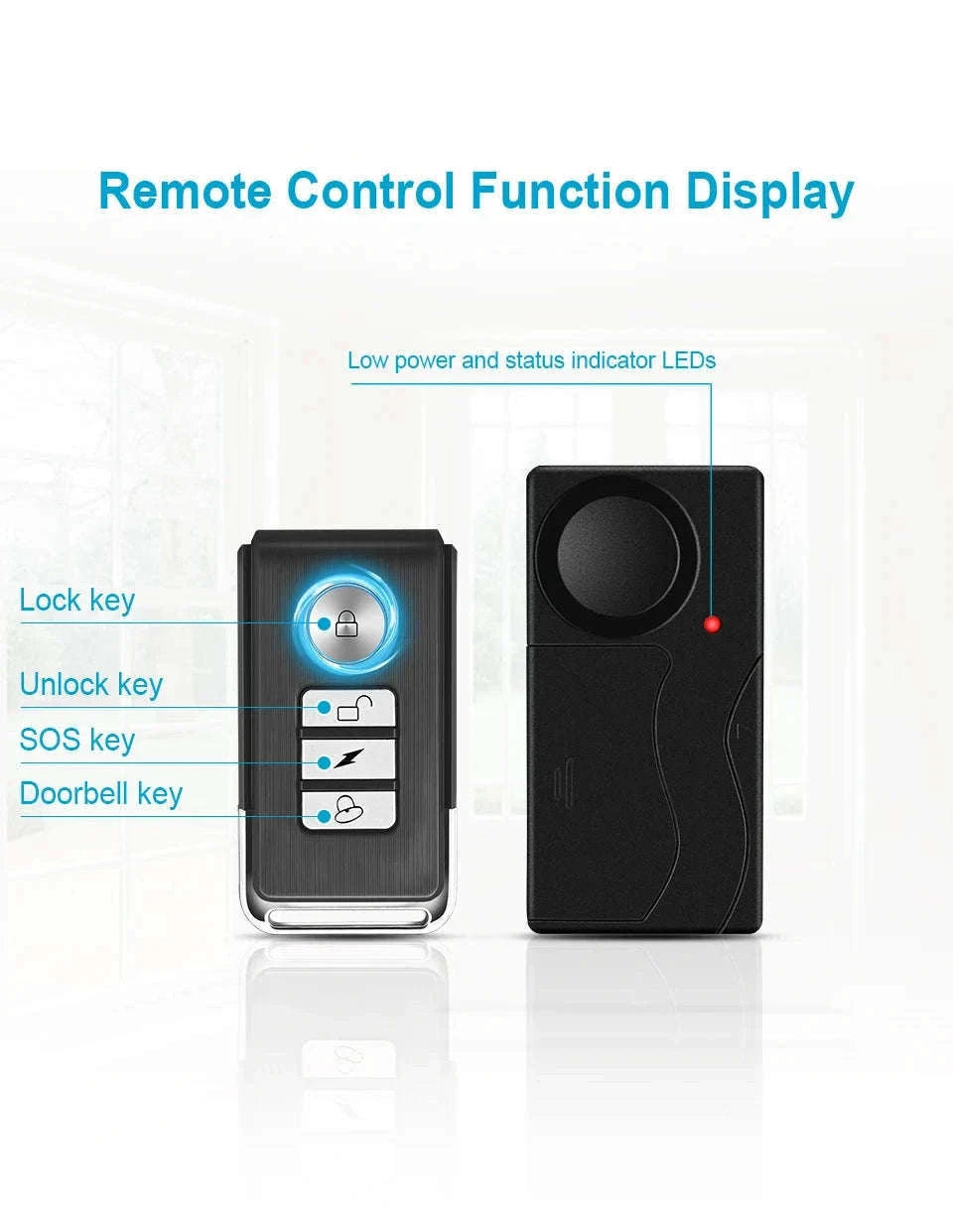 Wireless Vibration Alarm with Remote Control for Home Security-2 Sets Alarm-B