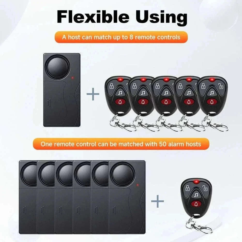 Wireless Vibration Alarm with Remote Control for Home Security-2 Sets Alarm-B