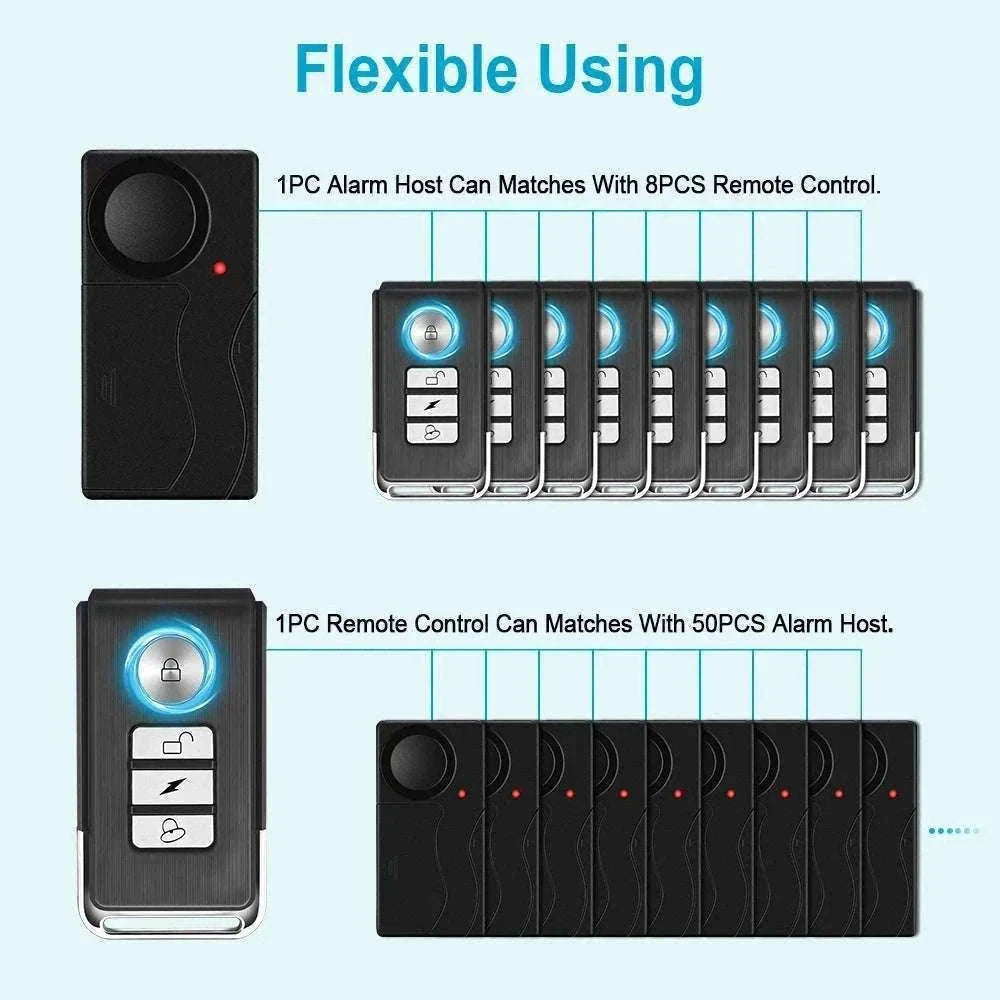 Wireless Vibration Alarm with Remote Control for Home Security-2 Sets Alarm-B