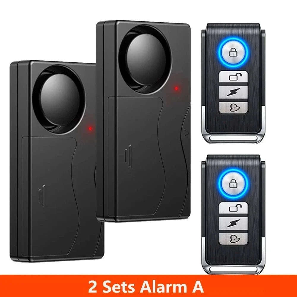 Wireless Vibration Alarm with Remote Control for Home Security-2 Sets Alarm-B