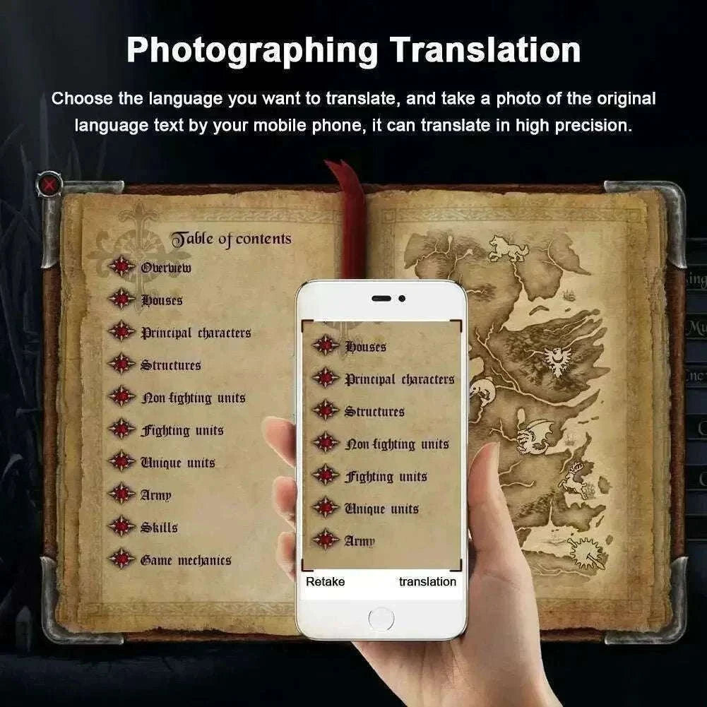 Wireless Voice Translator with 40-Language Real-Time Two-Way Translation-black