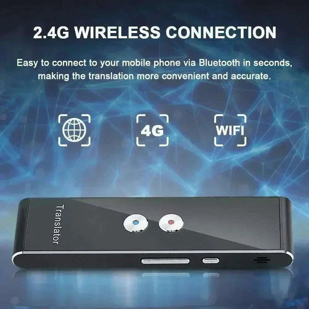 Wireless Voice Translator with 40-Language Real-Time Two-Way Translation-black