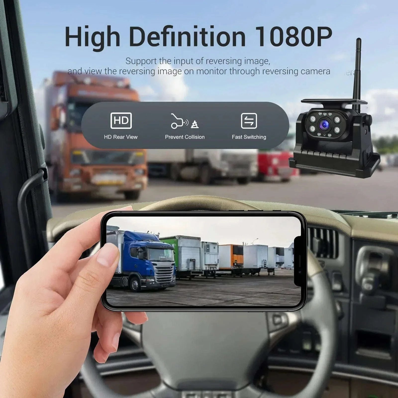 Wireless WiFi Solar Magnetic Backup Camera for Trucks & Campers-WIFI CAM