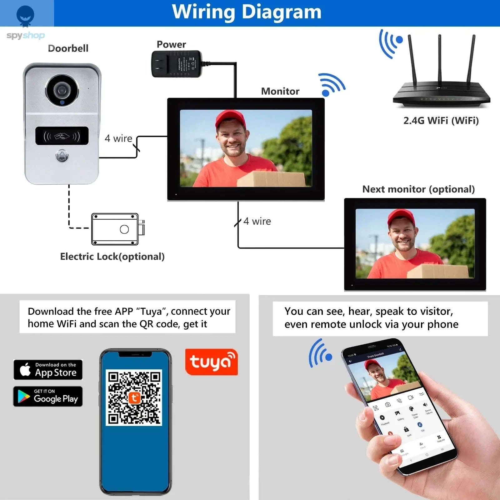 Wireless WiFi Video Doorbell System – 1080P HD Monitoring & Smart Home Access-Default Title