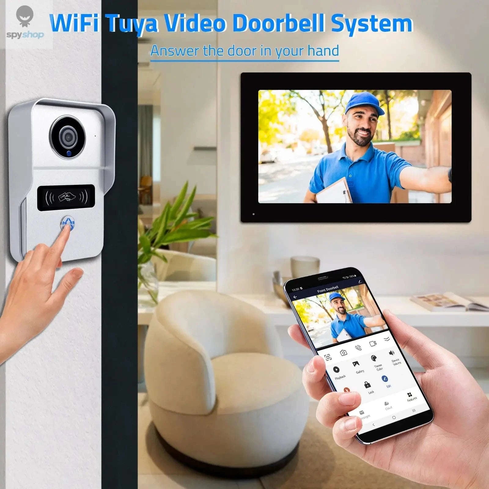 Wireless WiFi Video Doorbell System – 1080P HD Monitoring & Smart Home Access-Default Title