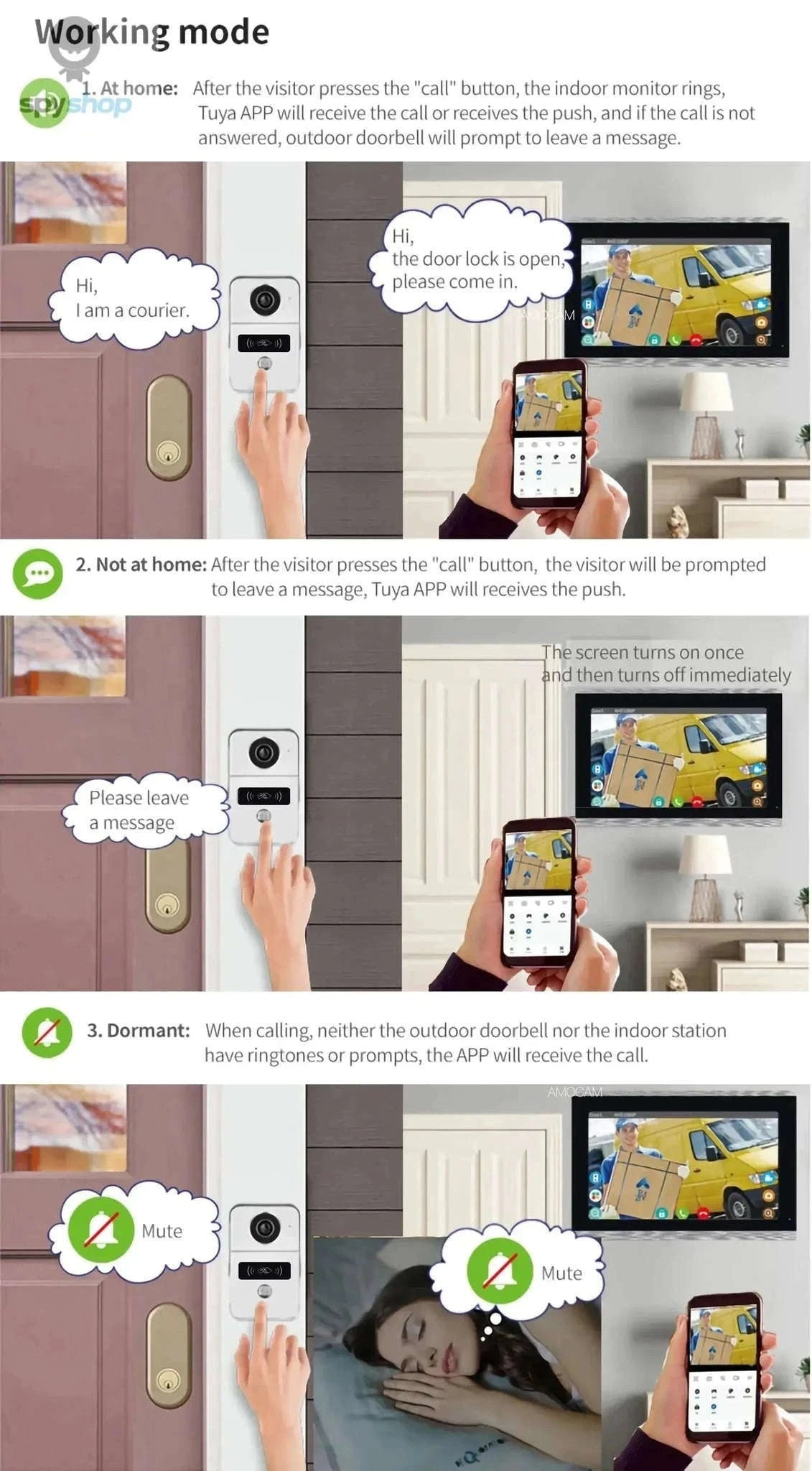 Wireless WiFi Video Doorbell System with 1080P HD Monitoring-Default Title