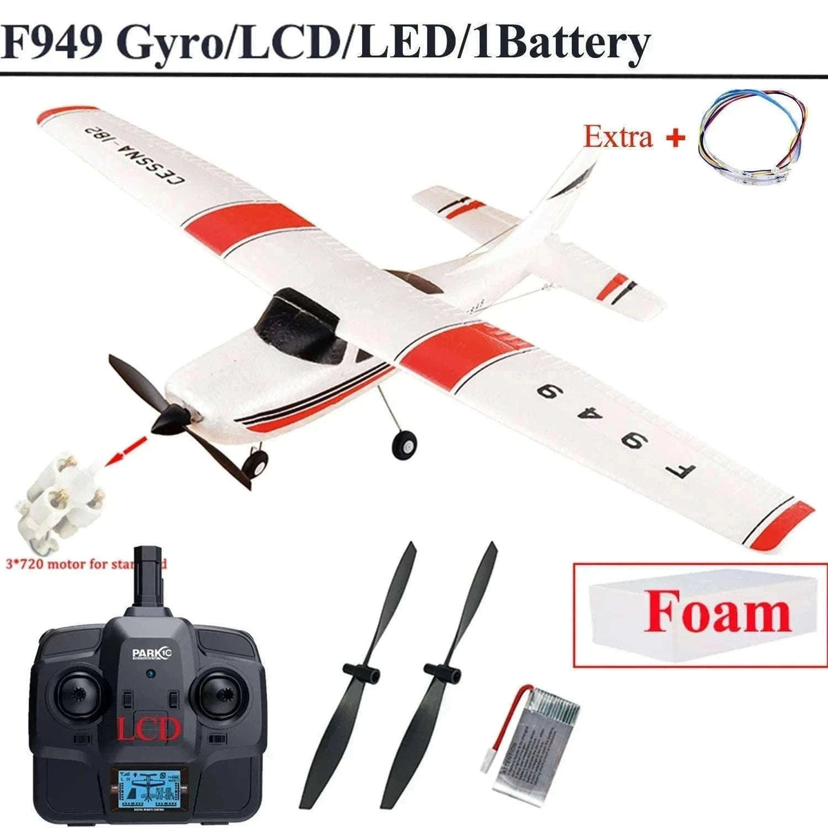 WLtoys F949 Cessna 182 RC Airplane with 3D6G Gyro-LCD Version