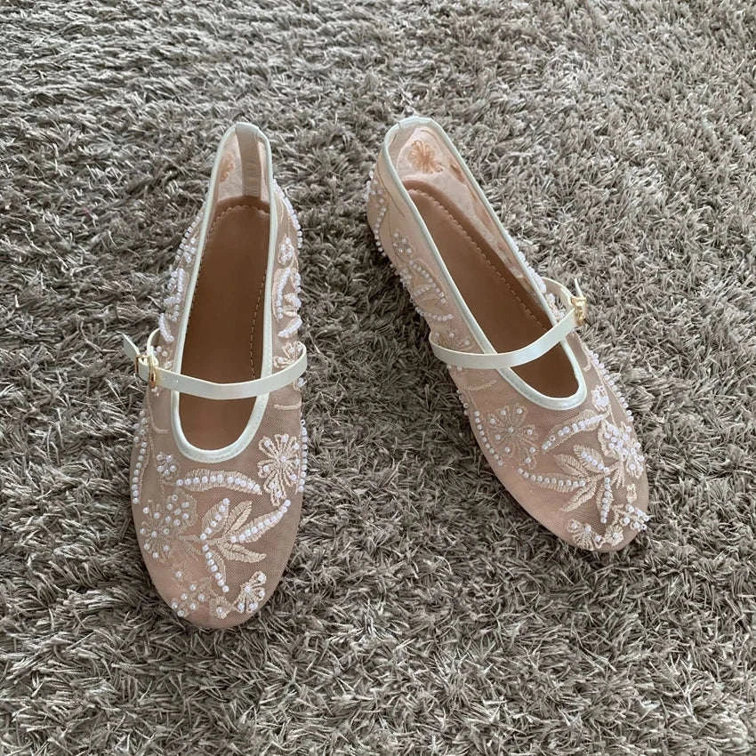 Women Ballet Flats with Buckle Strap-PDCZ-R / 41