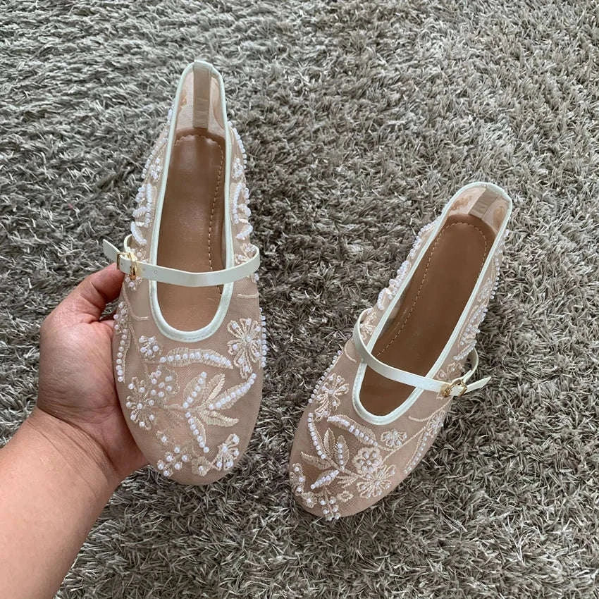 Women Ballet Flats with Buckle Strap-PDCZ-R / 41