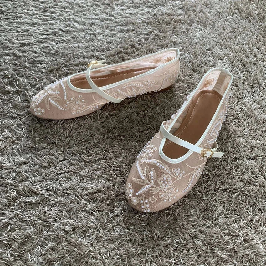 Women Ballet Flats with Buckle Strap-PDCZ-R / 41