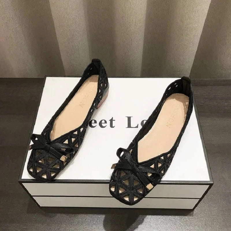 Women Flat Sandals Beige Peep-Toe Cut-Out Slip-On Shoes-Beige / 35