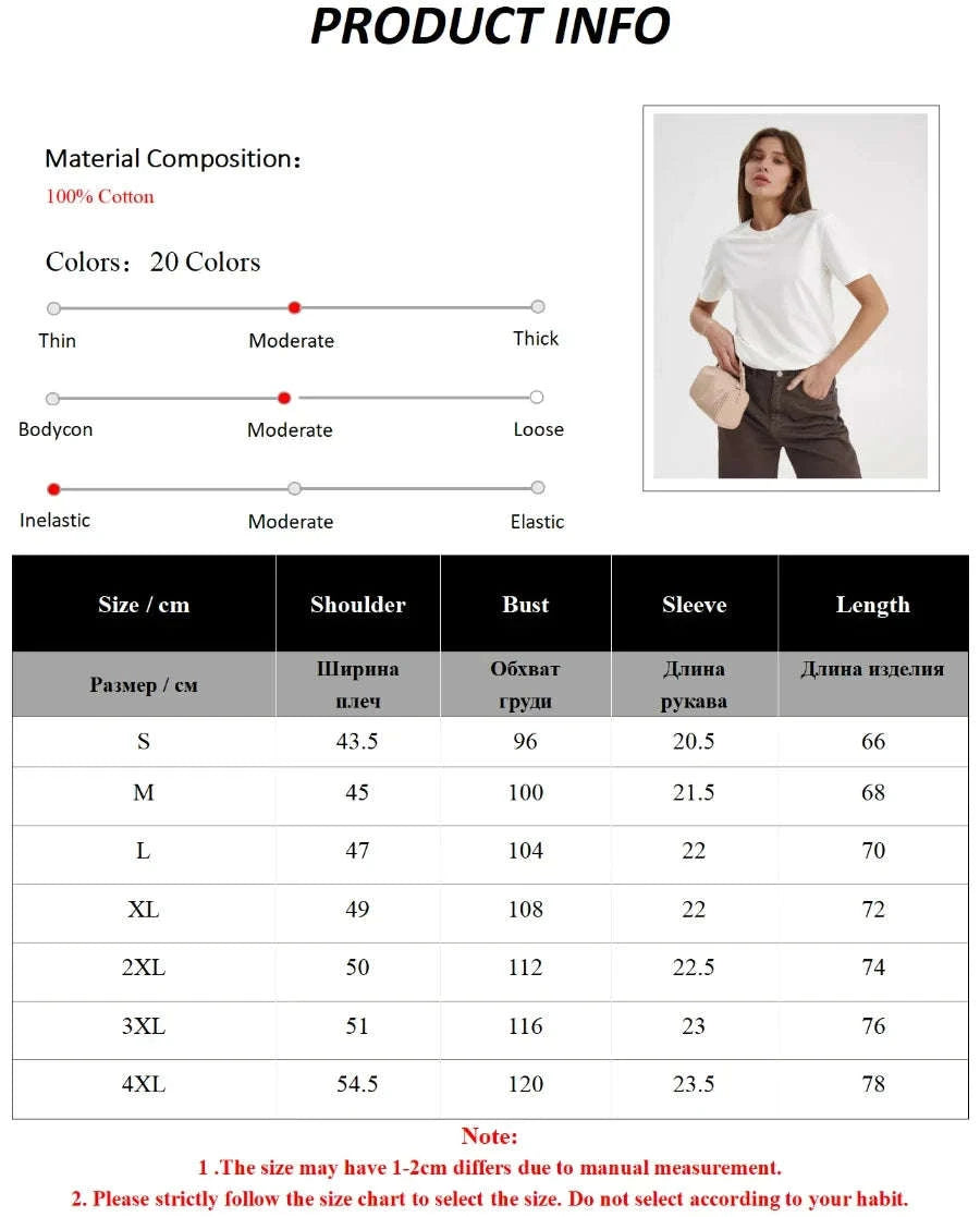 Women's 100% Cotton Loose Fit Short Sleeve Basic T-Shirt-Light Purple / M