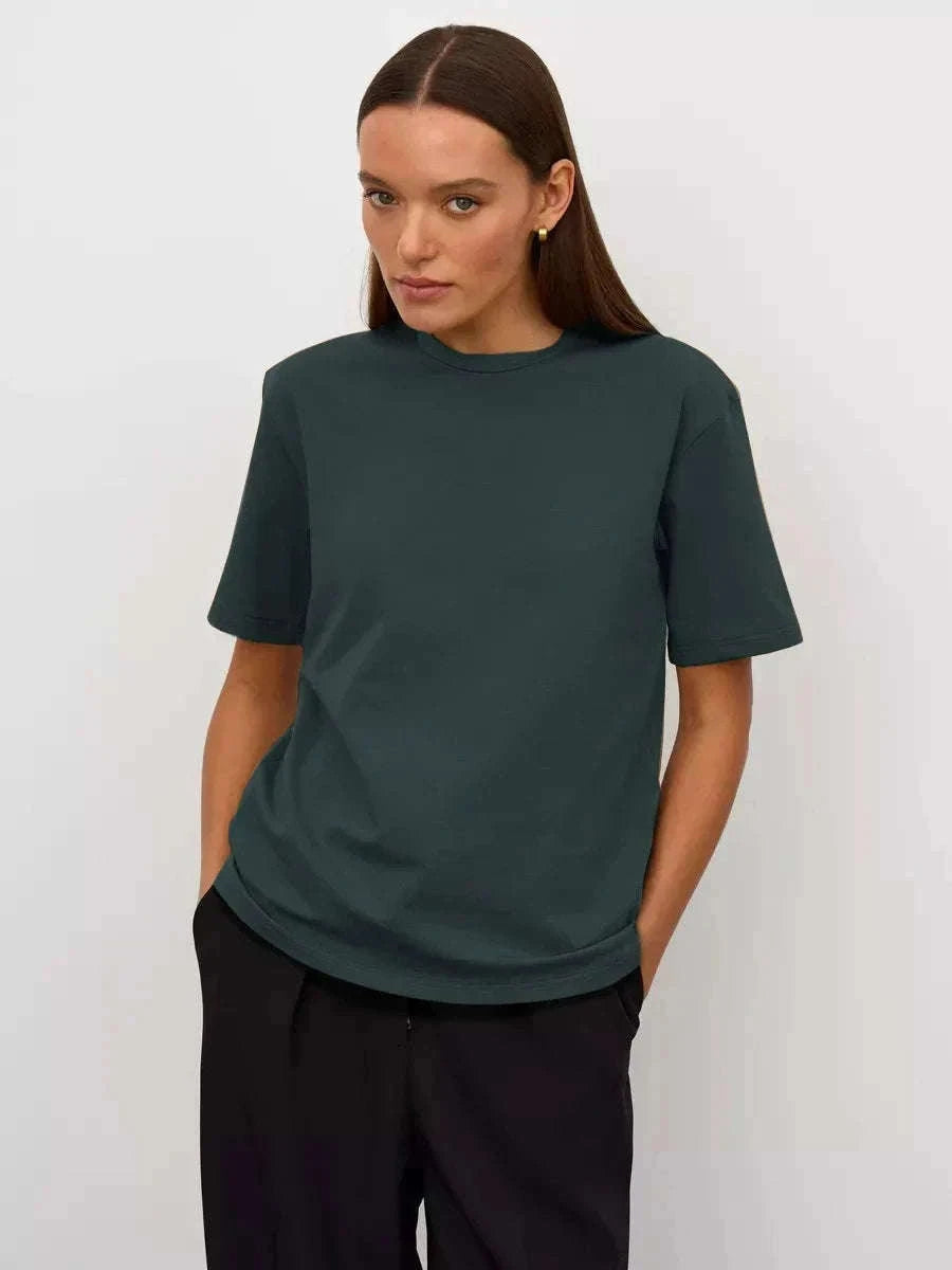 Women's 100% Cotton Loose Fit Short Sleeve Basic T-Shirt-Light Purple / M