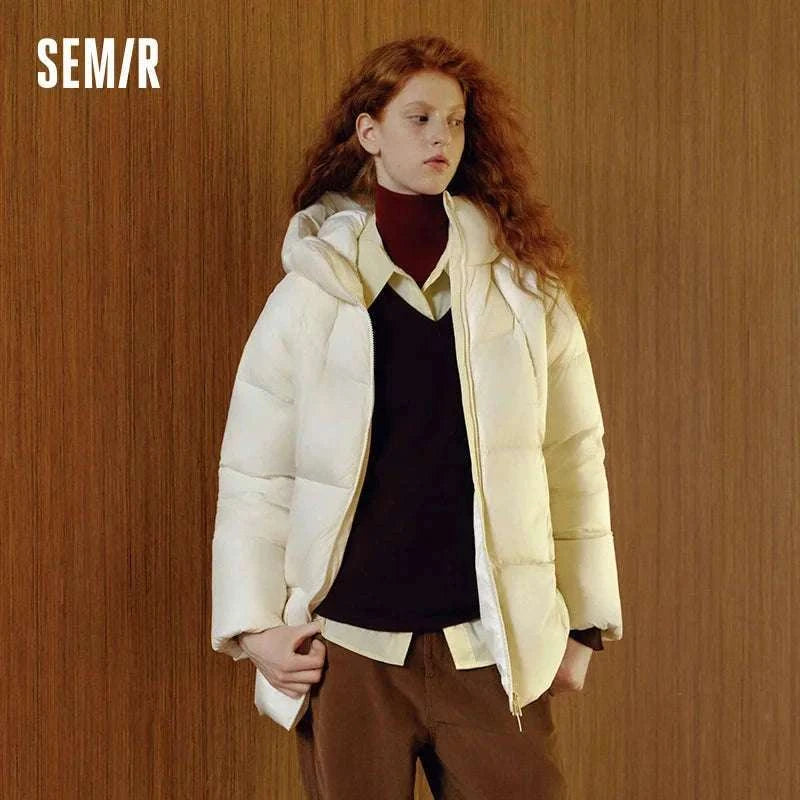 Women's 90% Down Mid-Length Winter Jacket with Hood & Stain Protection-