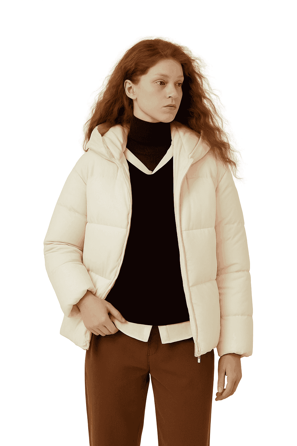 Women's 90% Down Mid-Length Winter Jacket with Hood & Stain Protection-Black / XS / China Mainland