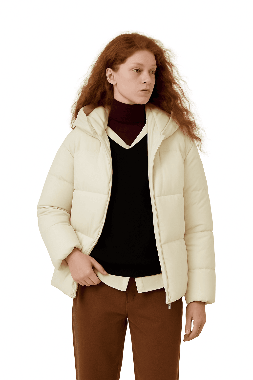 Women's 90% Down Mid-Length Winter Jacket with Hood & Stain Protection-Black / XS / China Mainland