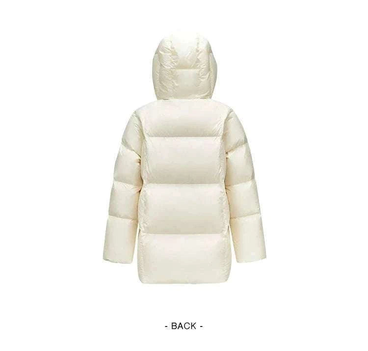 Women's 90% Down Mid-Length Winter Jacket with Hood & Stain Protection-Black / XS / China Mainland