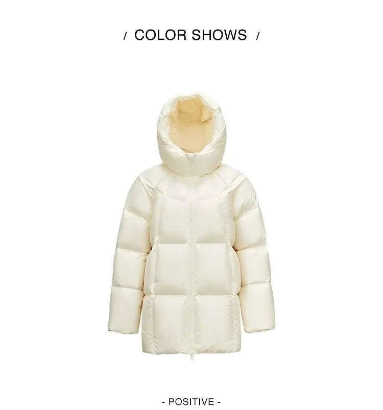 Women's 90% Down Mid-Length Winter Jacket with Hood & Stain Protection-