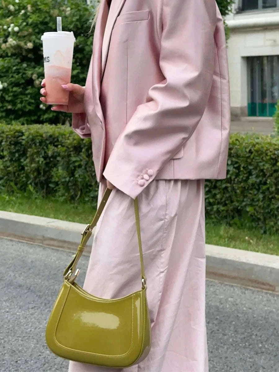 Women’s Cotton Wide Leg Lantern Pants – Loose Elastic Waist Casual Trousers-PInk / L
