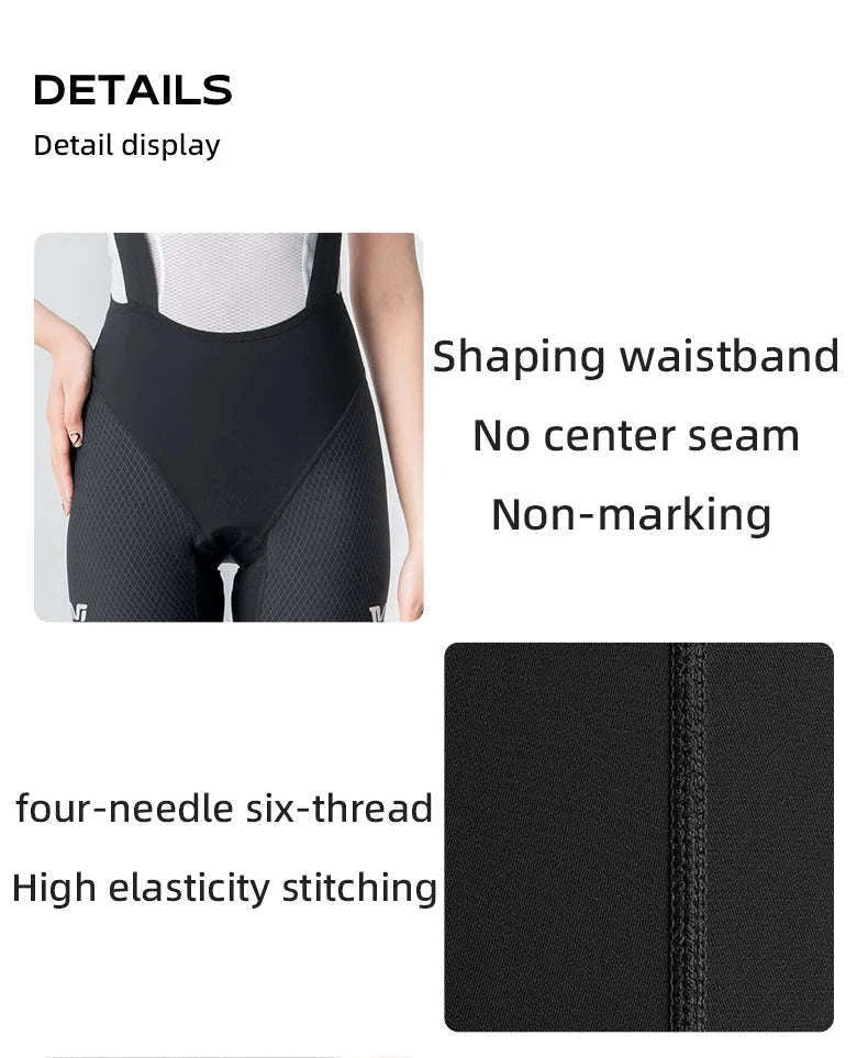 Women’s Cycling Bib Shorts with Cushion Pad Breathable Quick-Dry-YDDK005-BK / Asia 2XL (EU XL)