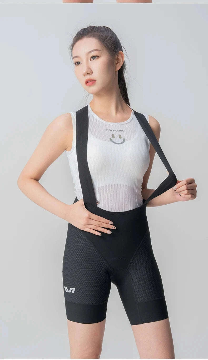 Women’s Cycling Bib Shorts with Cushion Pad Breathable Quick-Dry-YDDK005-BK / Asia 2XL (EU XL)
