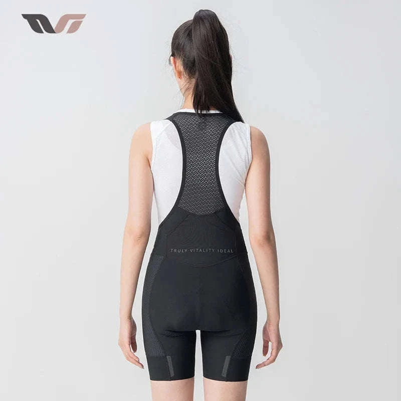 Women’s Cycling Bib Shorts with Cushion Pad Breathable Quick-Dry-YDDK005-BK / Asia 2XL (EU XL)