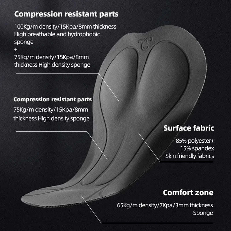 Women’s Cycling Bib Shorts with Cushion Pad Breathable Quick-Dry-YDDK005-BK / Asia 2XL (EU XL)