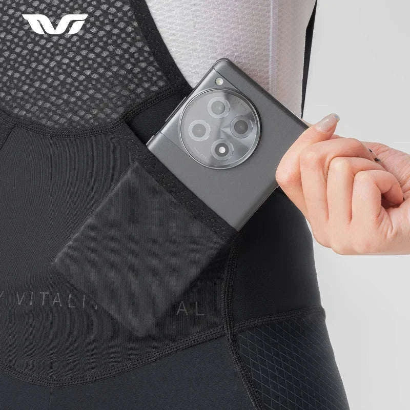 Women’s Cycling Bib Shorts with Cushion Pad Breathable Quick-Dry-YDDK005-BK / Asia 2XL (EU XL)