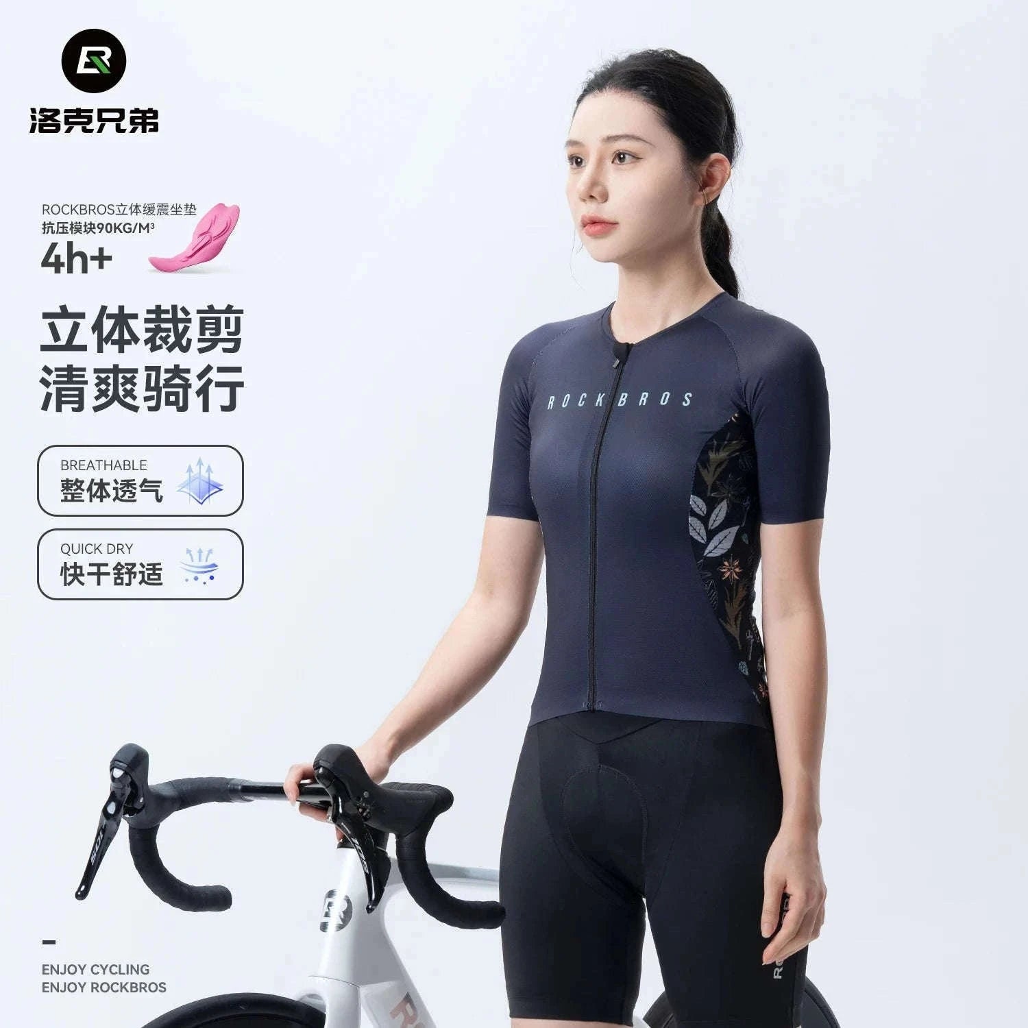 Women’s Cycling Jersey with Full Zipper Breathable Summer MTB Shirt-15110001-D / Asian 2XL(EUR XL)