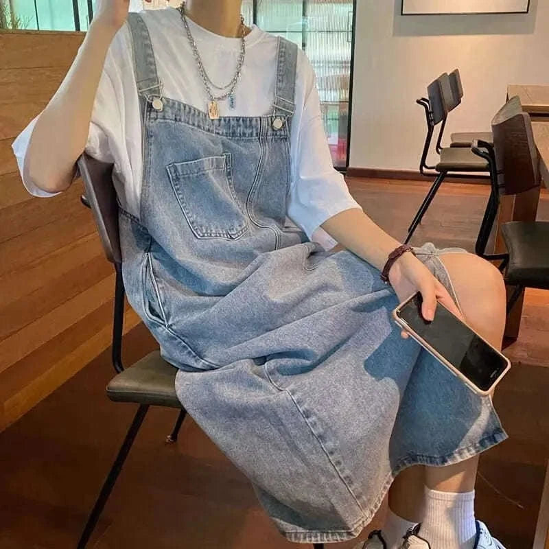 Women’s Denim Overall Dress – Sleeveless Slip Dress-M / Light  Blue