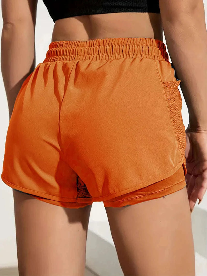 Women’s Fake Two‑Piece Yoga Leggings with Pockets for Running & Training-S / black