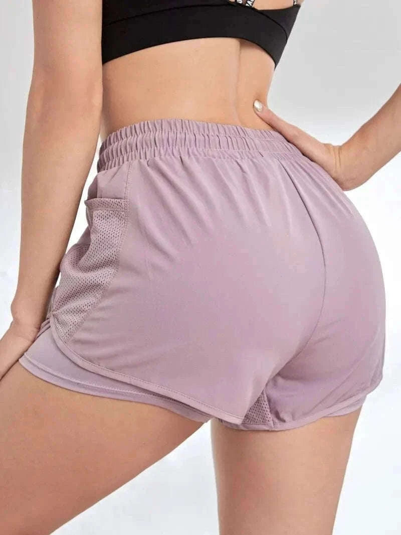 Women’s Fake Two-Piece Yoga Leggings with Pockets-S / black